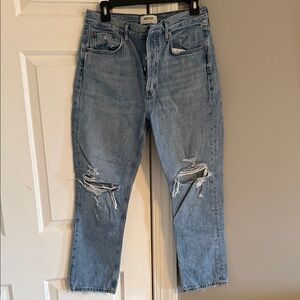 AGOLDE Riley Light Blue Ripped Denim